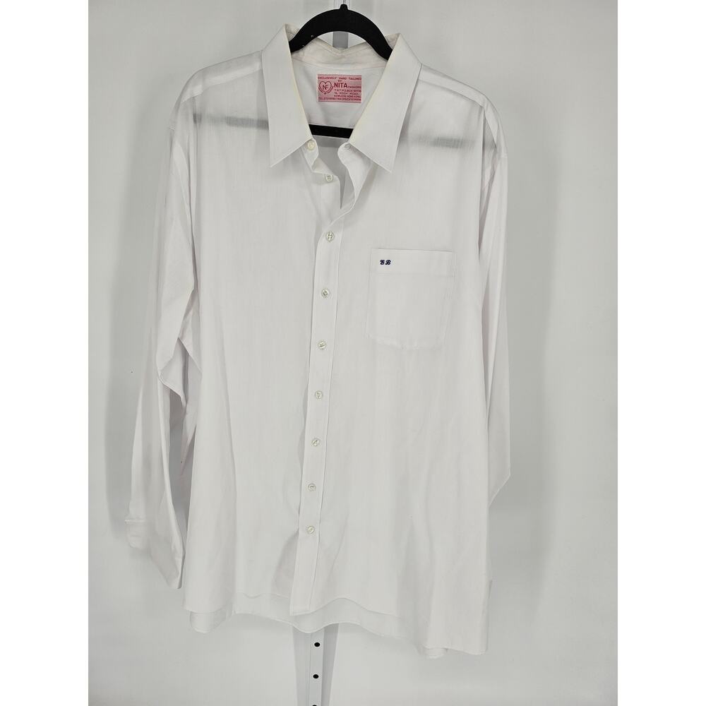 Nita Fashion Men's Hand Tailored Long Sleeve Button-Up Dress Shirt Size XXL